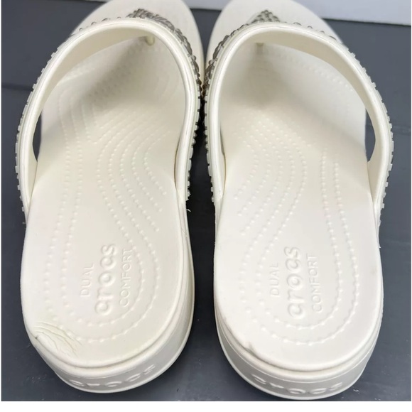 CROCS Monterey Diamanté Sandals Womens Sz 10 206343 White Excellent Condition - Picture 8 of 12